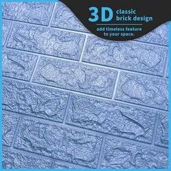 3D PVC Blue Brick Wallpaper