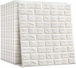 70x77 cm 3D PE Foam White Brick Wallpaper