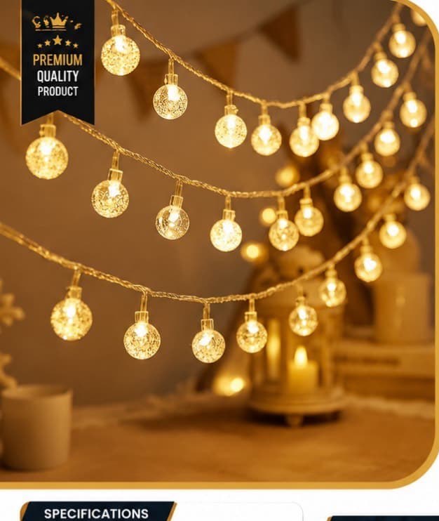 LED Crackle Ball String Light