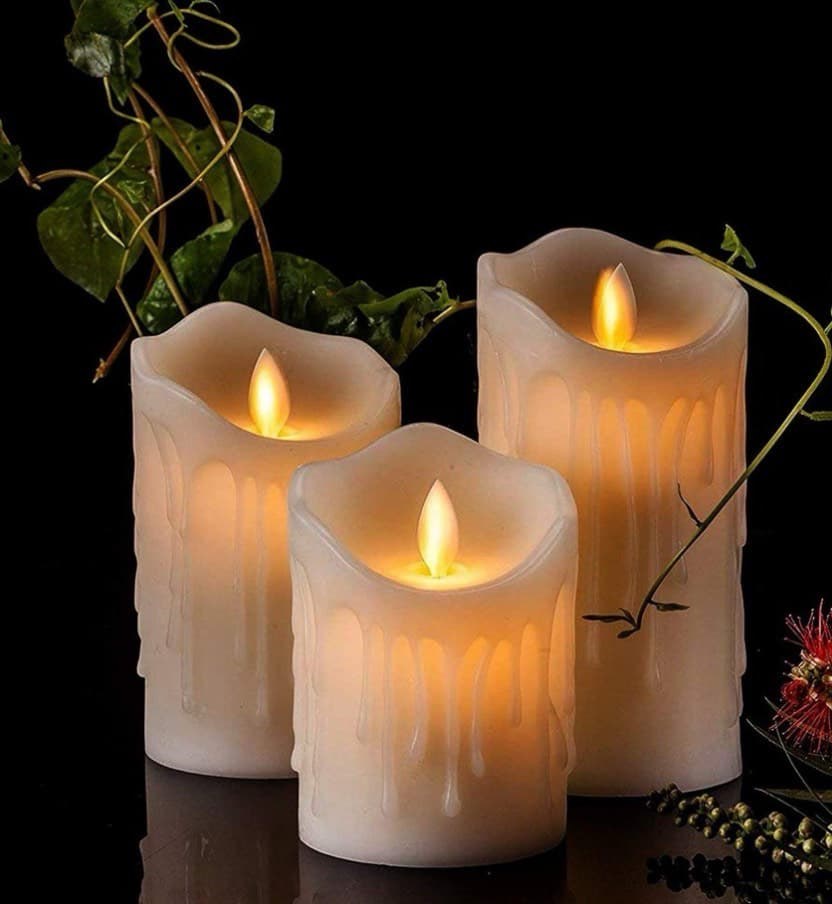 LED Dripping Wax Pillar Candles (3 pcs)