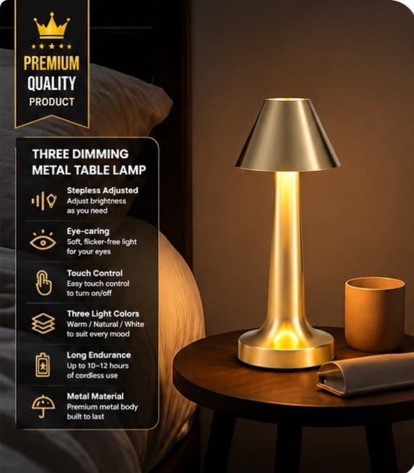Metal Table Lamp (Rechargeable)